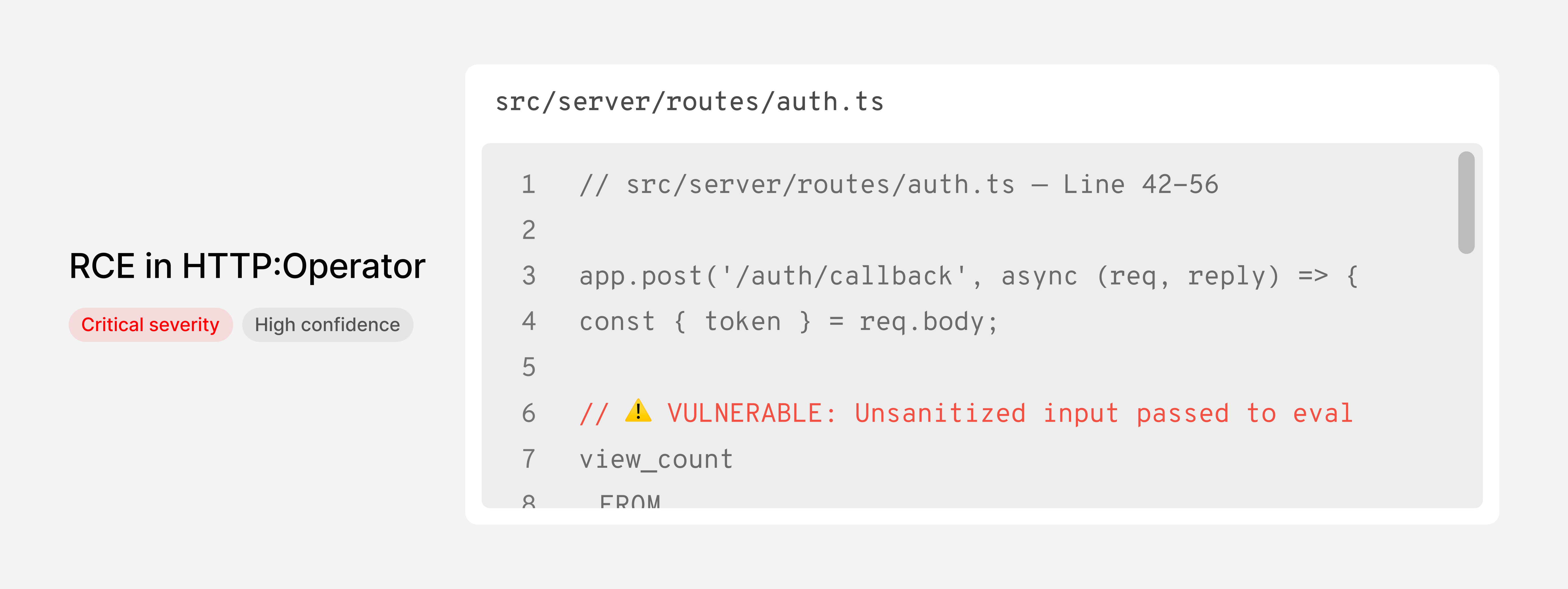 Code vulnerability screenshot